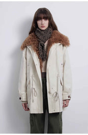 Fireladyfur Women’s Goose Down Parka coat with Toscana Shearling Fur“Green Mile Miracle” - variant_title