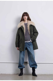 Fireladyfur Women’s Goose Down Parka coat with Toscana Shearling Fur“Green Mile Miracle” - variant_title