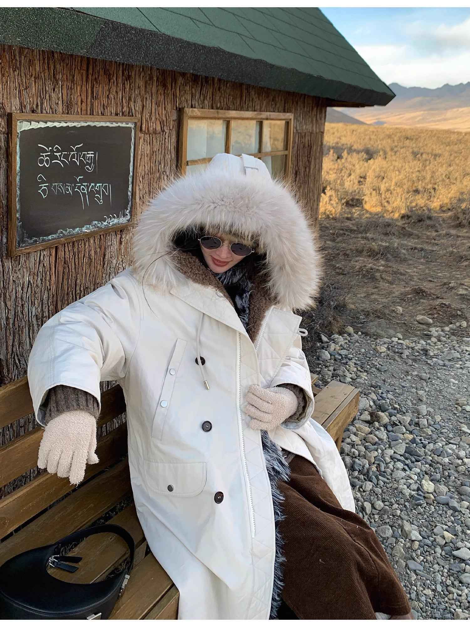 Fireladyfur Women’s Hooded Down Raccoon Fur Collar Parka Cold Weather“Manchester City old story” - variant_title