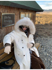 Fireladyfur Women’s Hooded Down Raccoon Fur Collar Parka Cold Weather“Manchester City old story” - variant_title