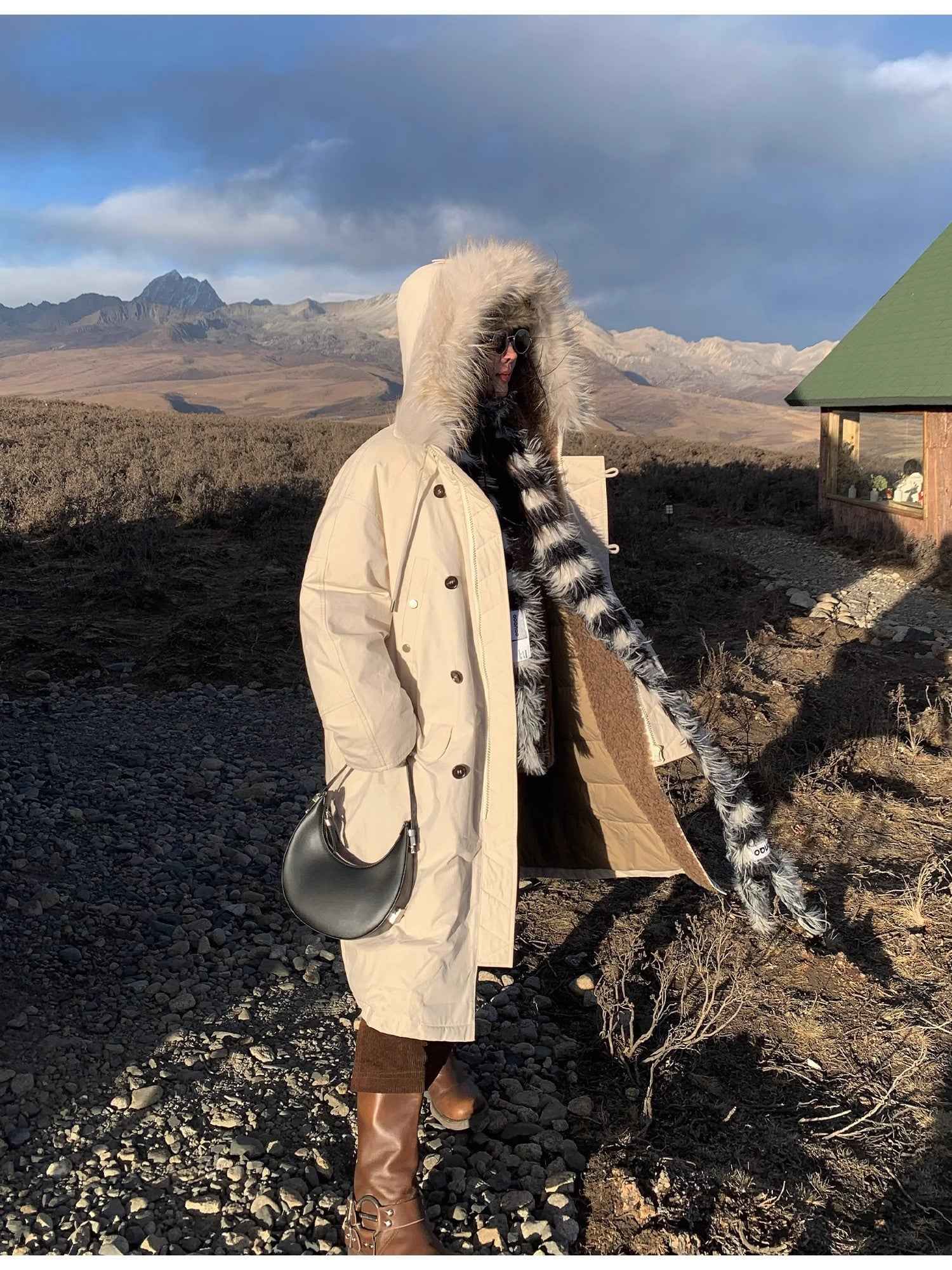 Fireladyfur Women’s Hooded Down Raccoon Fur Collar Parka Cold Weather“Manchester City old story” - variant_title