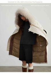 Fireladyfur Women’s Hooded Down Raccoon Fur Collar Parka Cold Weather“Manchester City old story” - variant_title