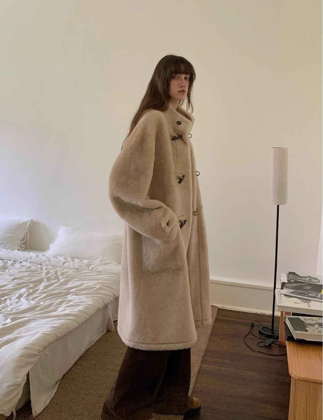 Fireladyfur Women's Long Sheepskin Jacket with Stand Collar“Dreamer” - variant_title