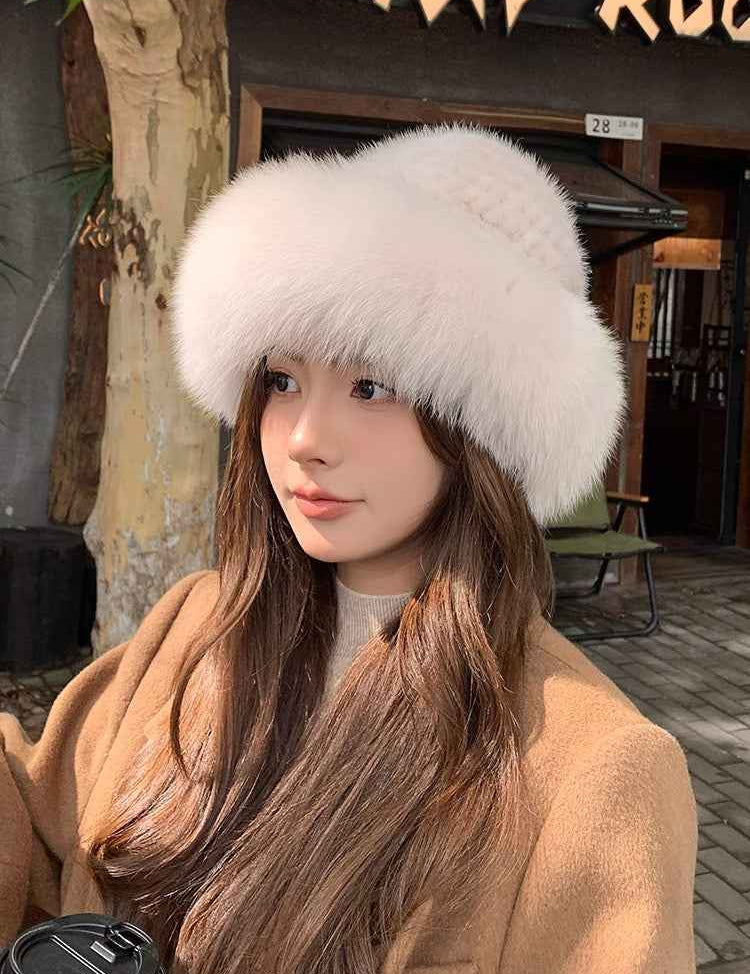 Fireladyfur Women's Mink & Fox Fur Winter Bucket Hat - variant_title