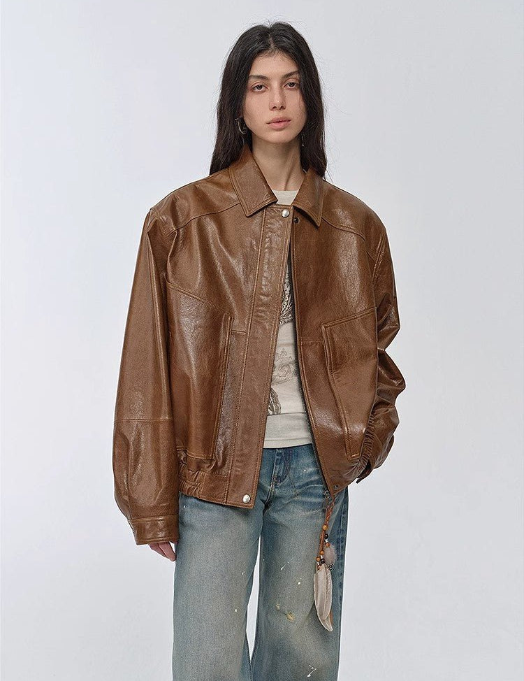 Fireladyfur Women's Retro Work Jacket in Waxed Leather "Fashionable Luke" - variant_title