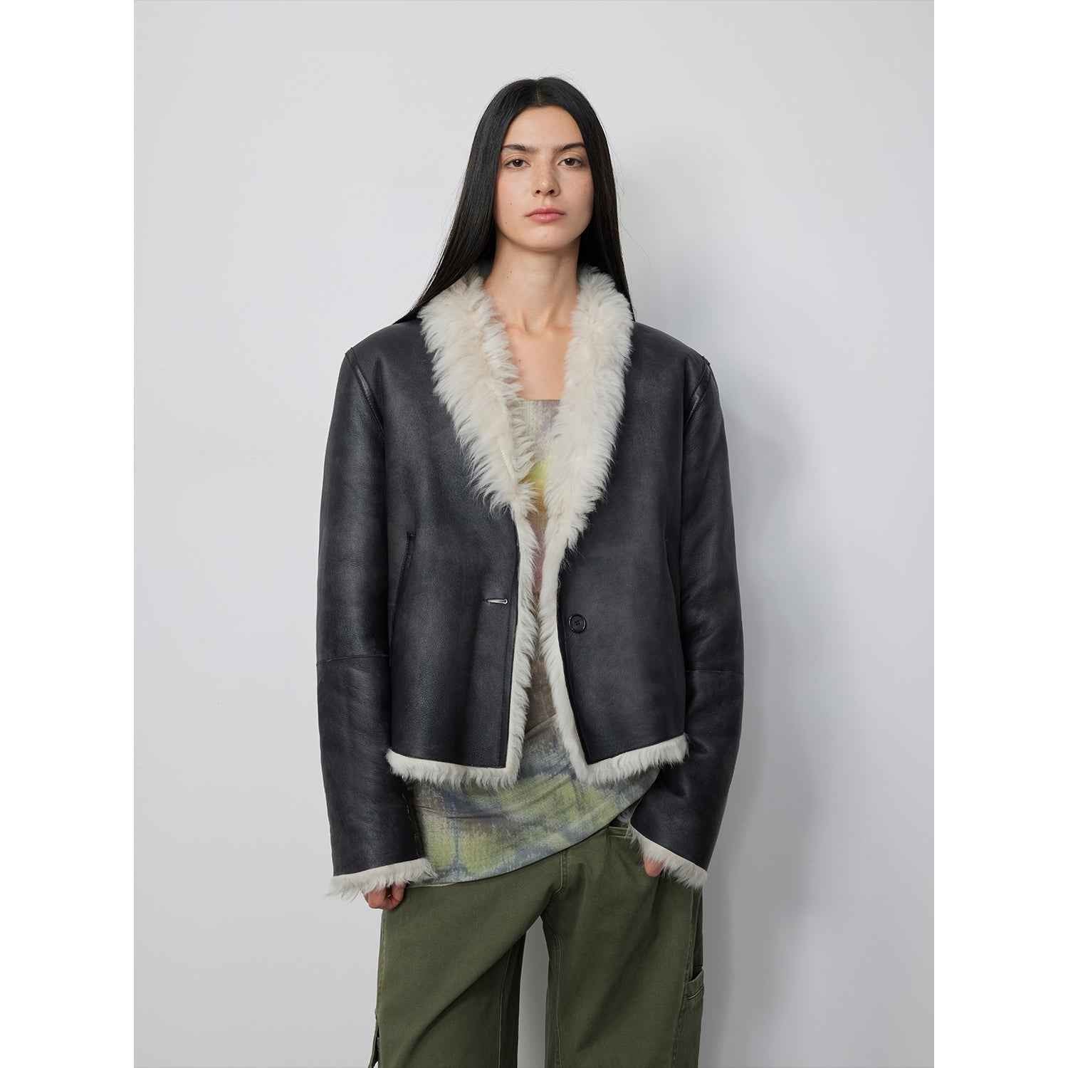 Fireladyfur Women's Reversible Standing Collar Tuscan Sheepskin Coat“Beethoven's Night” - variant_title