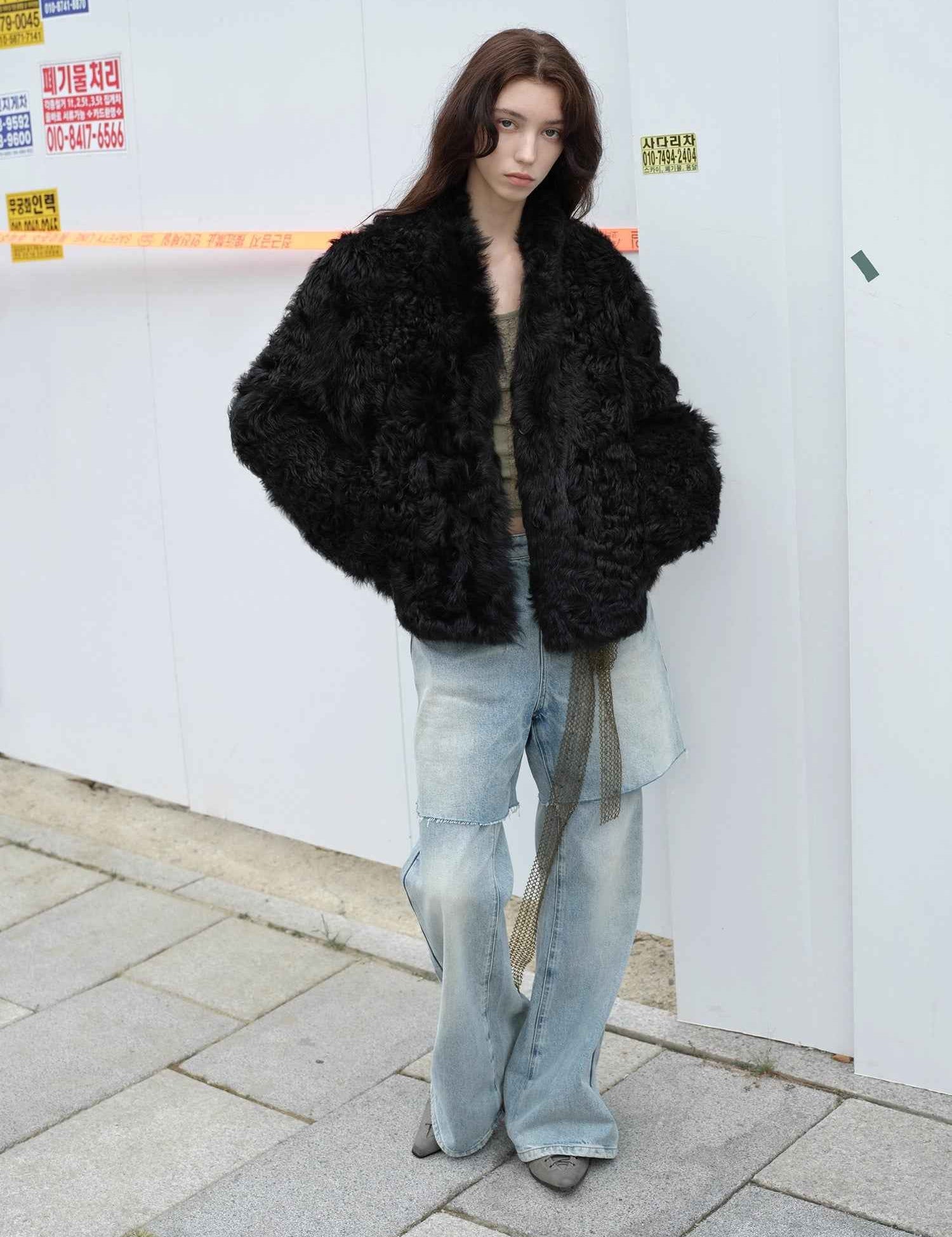 Fireladyfur Women's Reversible Standing Collar Tuscan Sheepskin Coat“Beethoven's Night” - variant_title