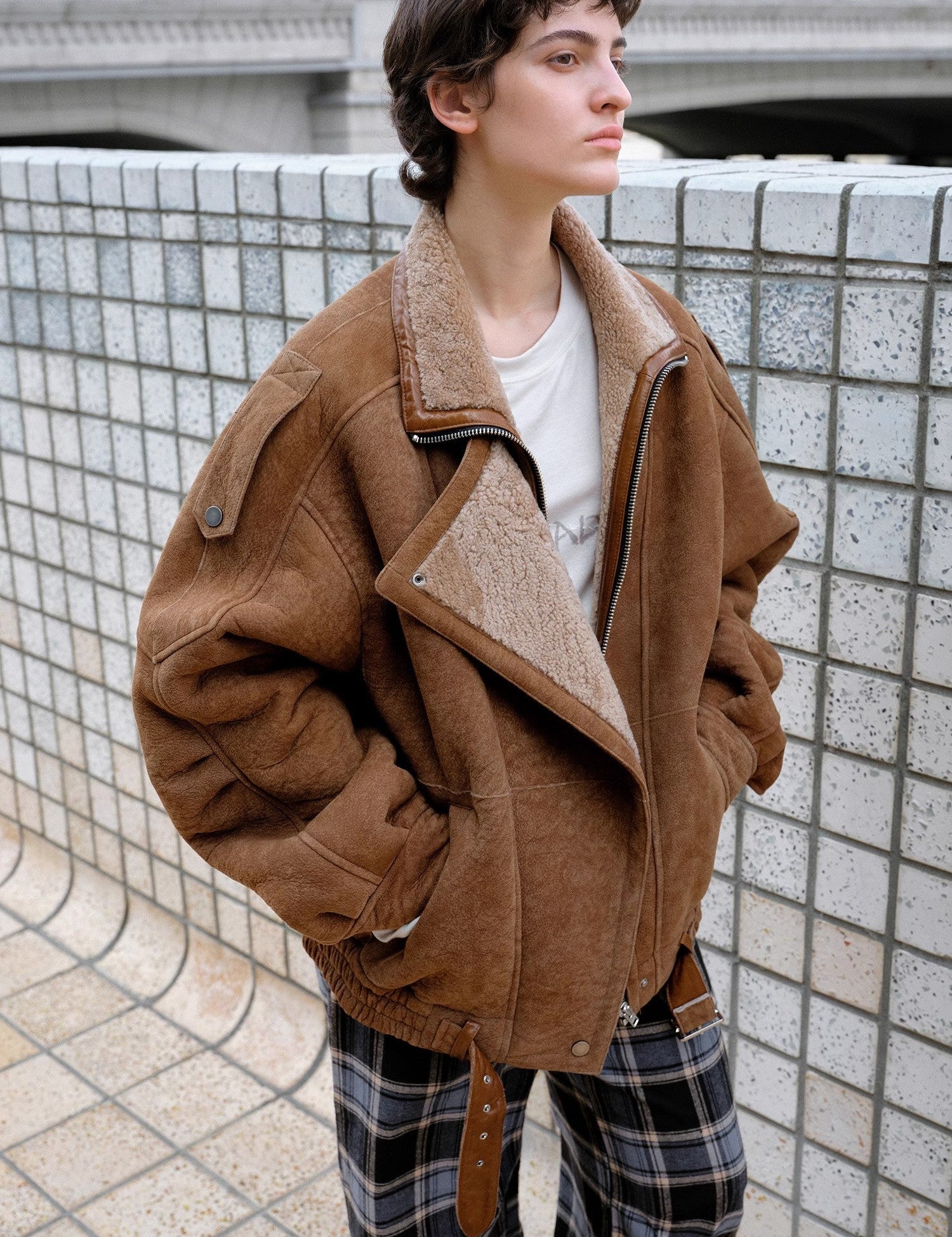 Fireladyfur Women's Shearling Coat - Motorcycle Style Merino Wool Short Jacket Jazz Party - variant_title