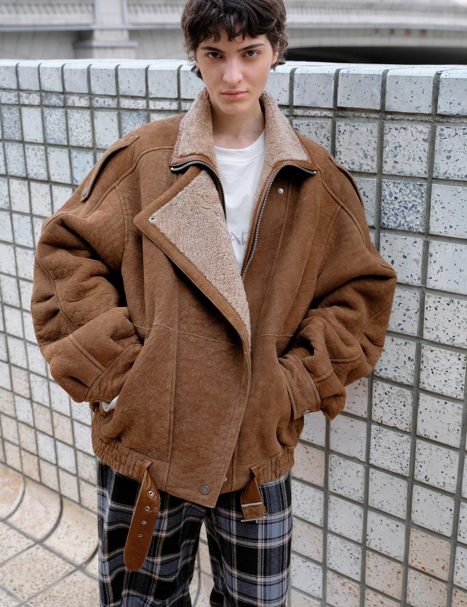 Fireladyfur Women's Shearling Coat - Motorcycle Style Merino Wool Short Jacket Jazz Party - variant_title