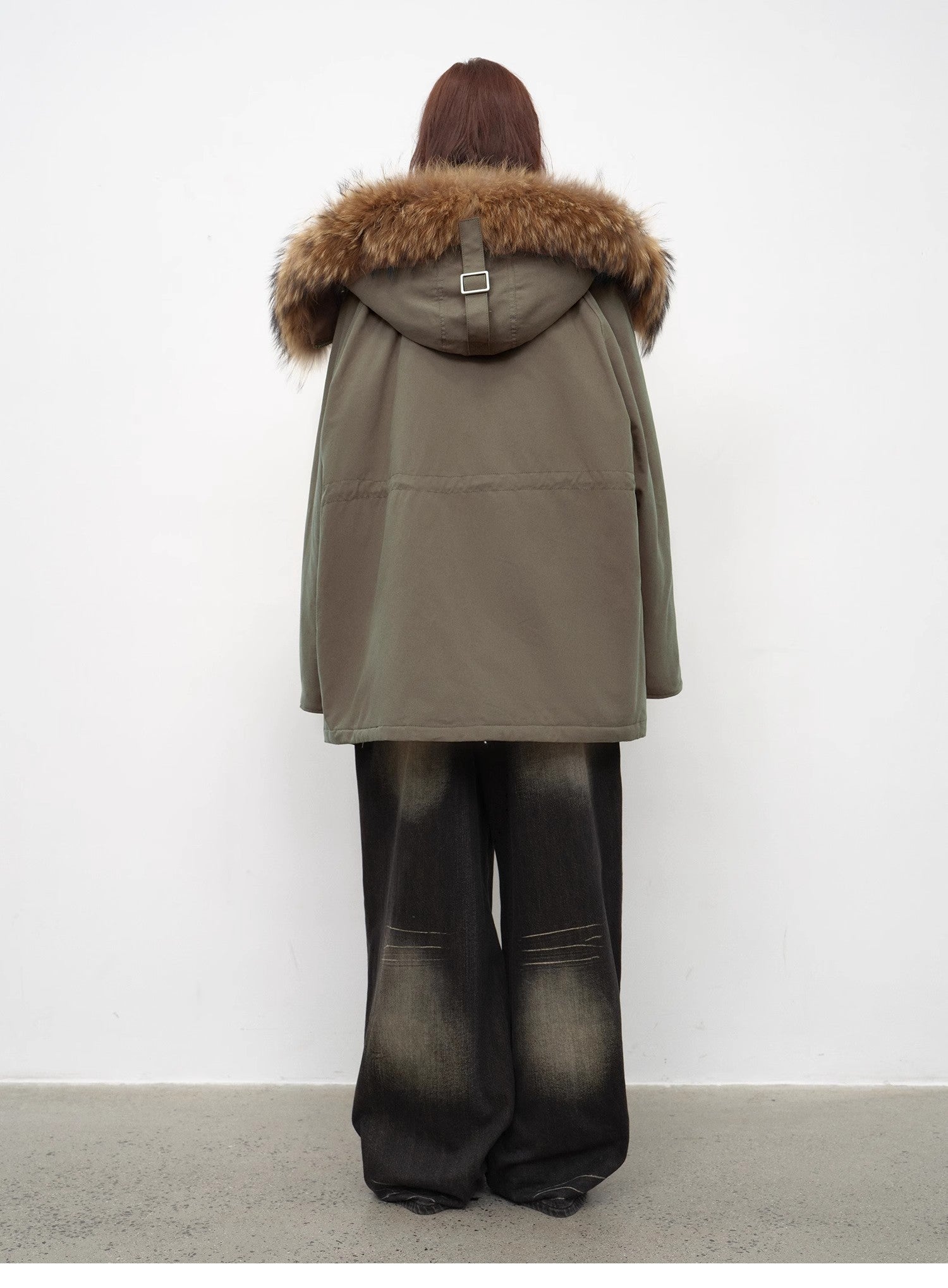 Fireladyfur Women's Shearling Lined Down Parka with Raccoon Fur Collar hood"Coastal Highway II" - variant_title