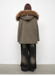 Fireladyfur Women's Shearling Lined Down Parka with Raccoon Fur Collar hood"Coastal Highway II" - variant_title