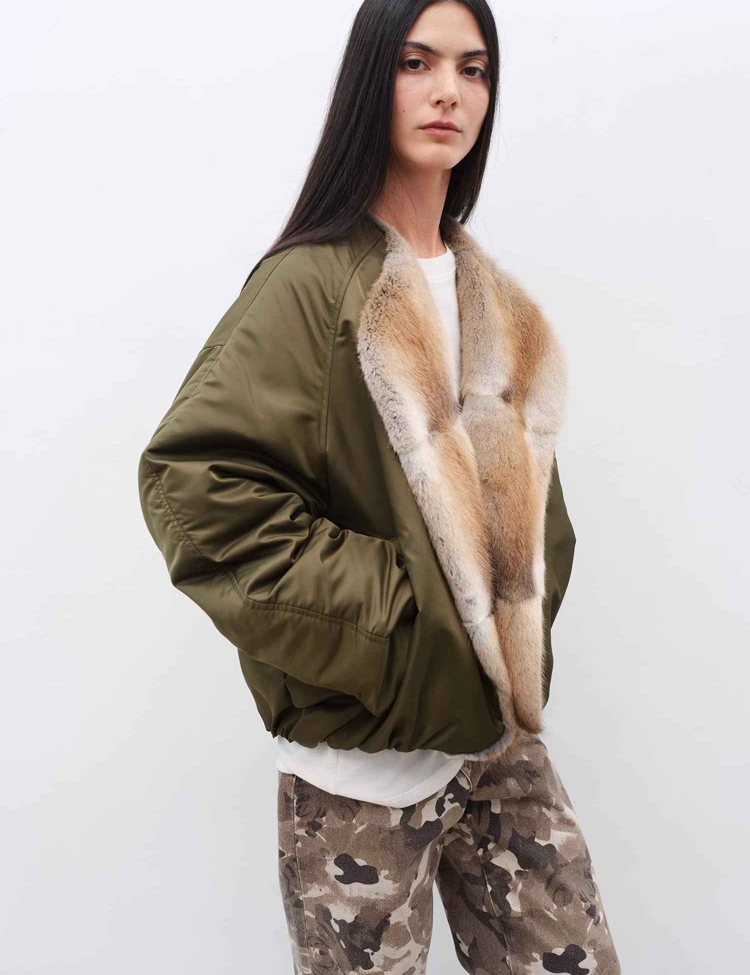 Fireladyfur Women's Short Colorblock Parka with Sable Muskrat Fur Collar and Goose Down"Hull Contract" - variant_title