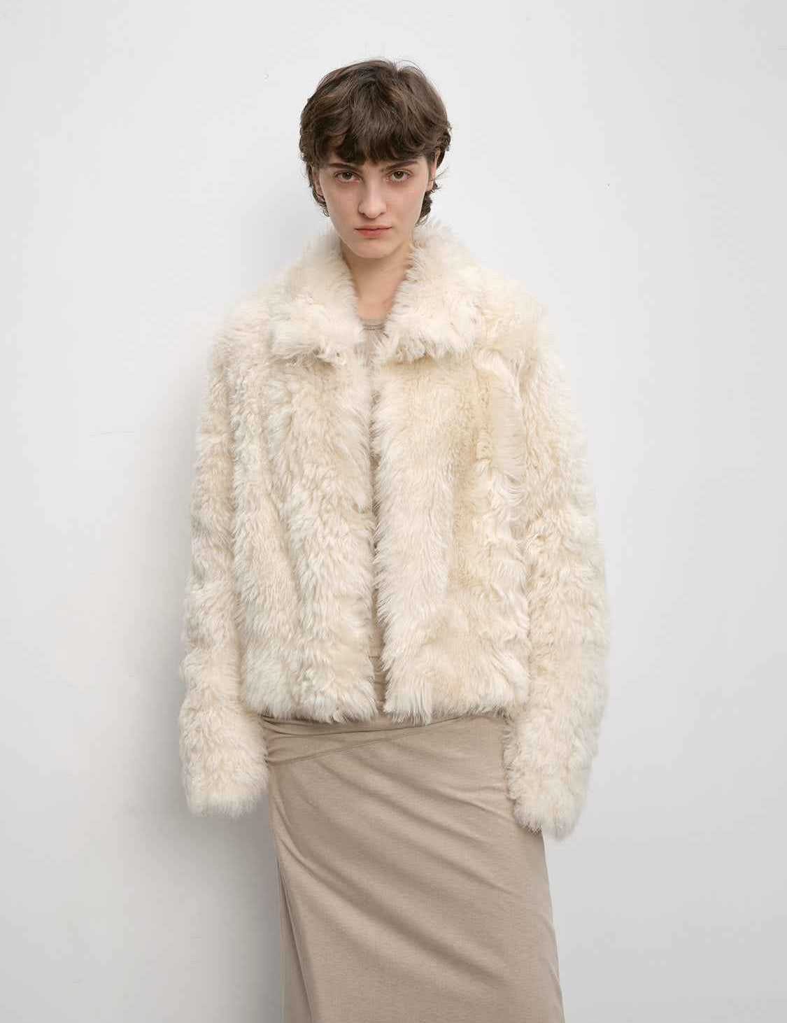 Fireladyfur Women's Soft & Warm Short Wool Sheepskin Coat“Blackmoon Berlin” - variant_title