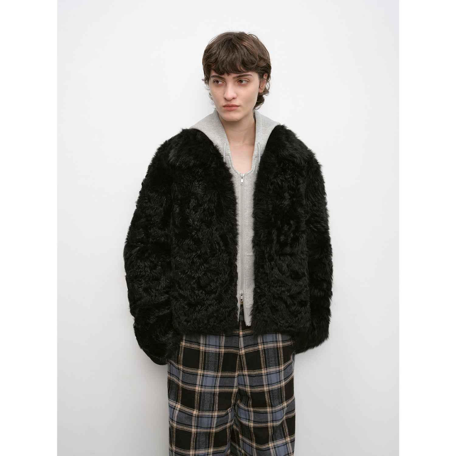 Fireladyfur Women's Soft & Warm Short Wool Sheepskin Coat“Blackmoon Berlin” - variant_title