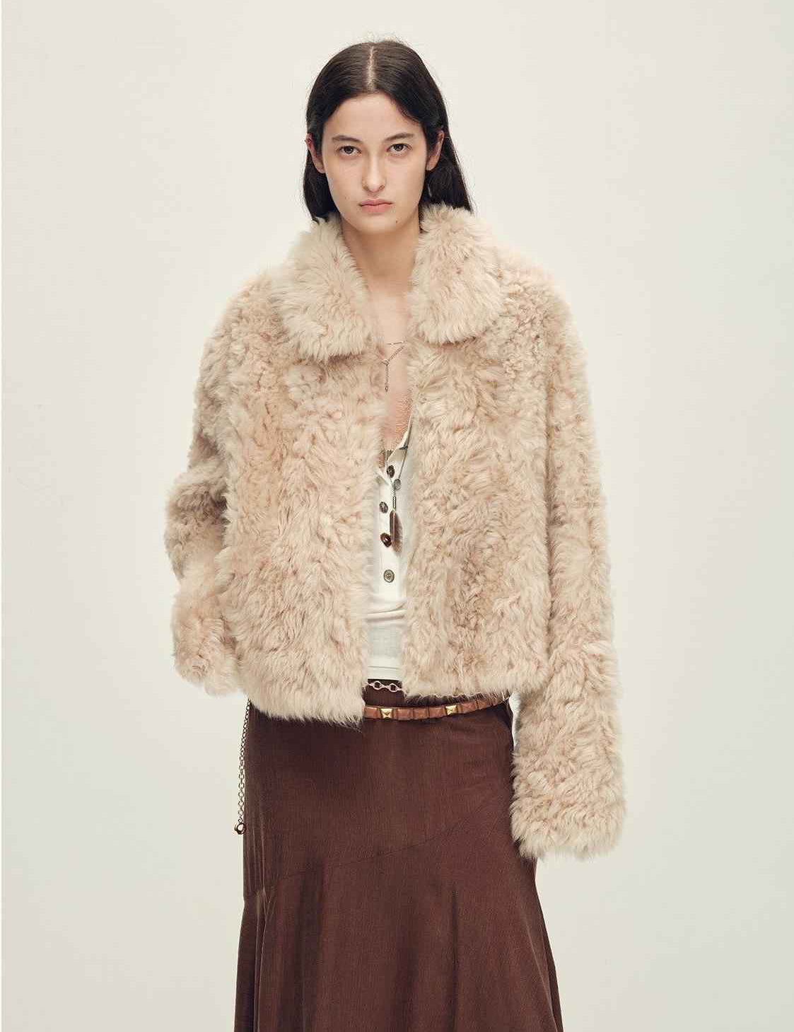 Fireladyfur Women's Soft & Warm Short Wool Sheepskin Coat“Blackmoon Berlin” - variant_title