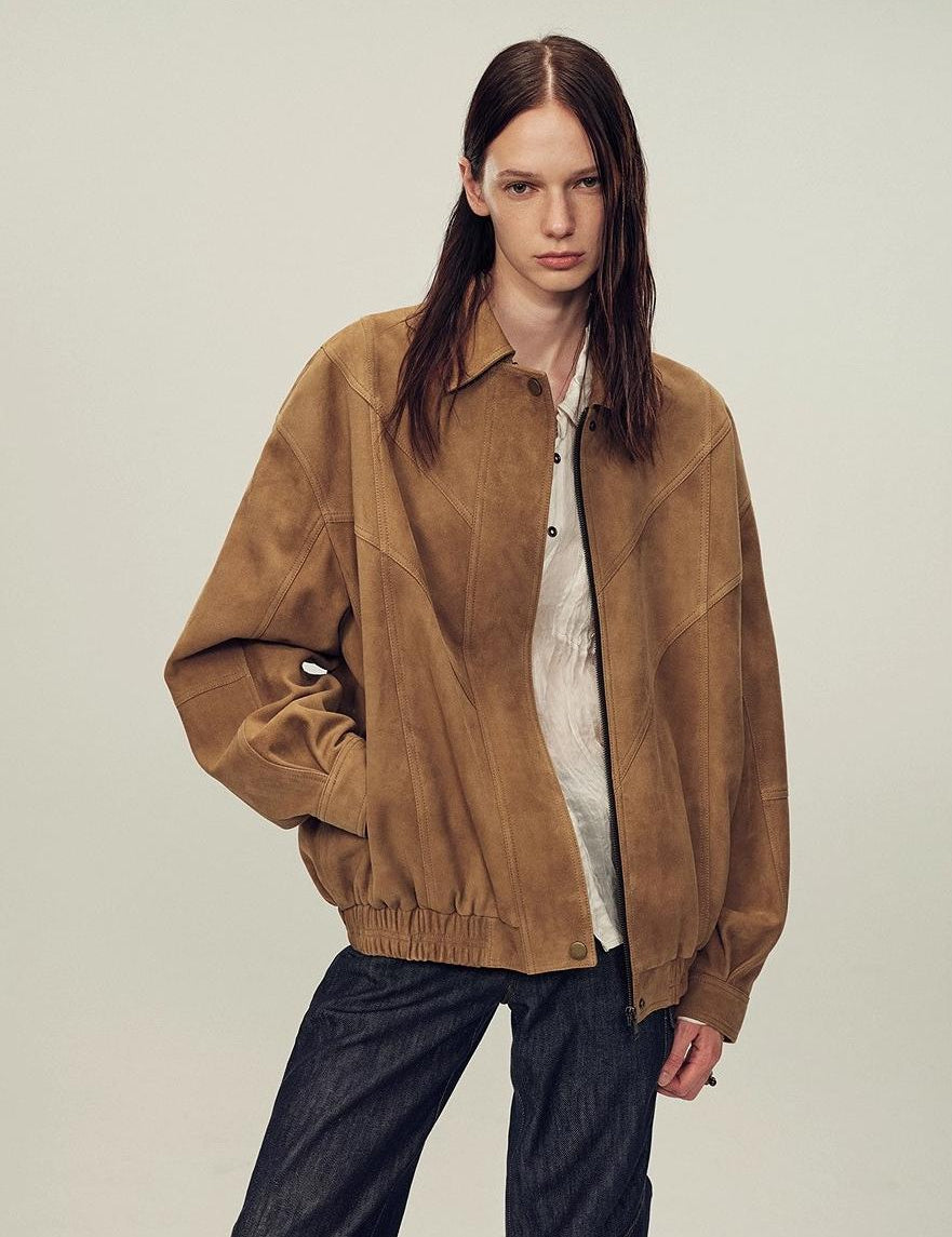 Fireladyfur Women's Suede Top - Grain Sheepskin Leather Jacket - variant_title