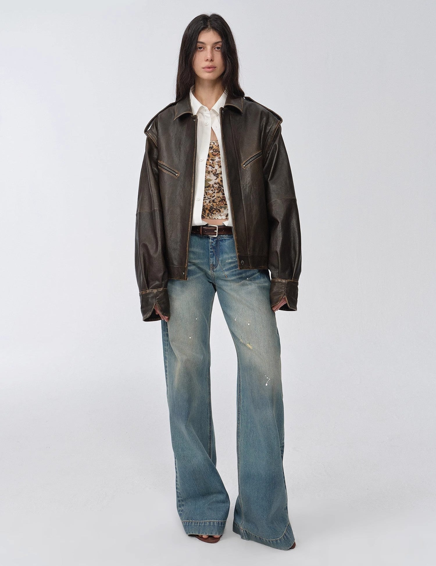 Fireladyfur Women's Two - Way Genuine Leather Jacket with Removable Sleeves"Barn Feelings" - variant_title