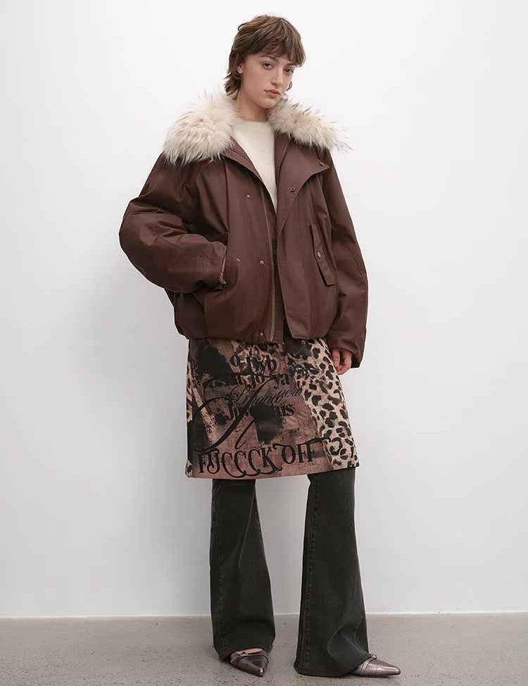 Fireladyfur Women's Warm Short Down Jacket with Raccoon Fur“Cutting - edge Style” - variant_title