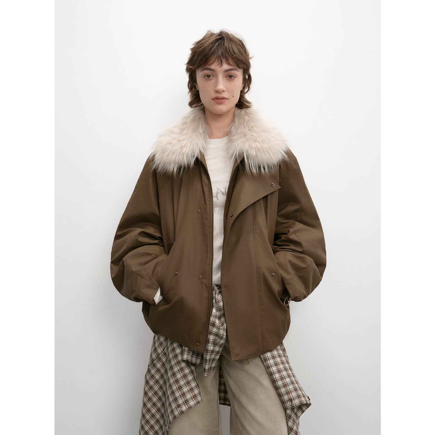 Fireladyfur Women's Warm Short Down Jacket with Raccoon Fur“Cutting - edge Style” - variant_title