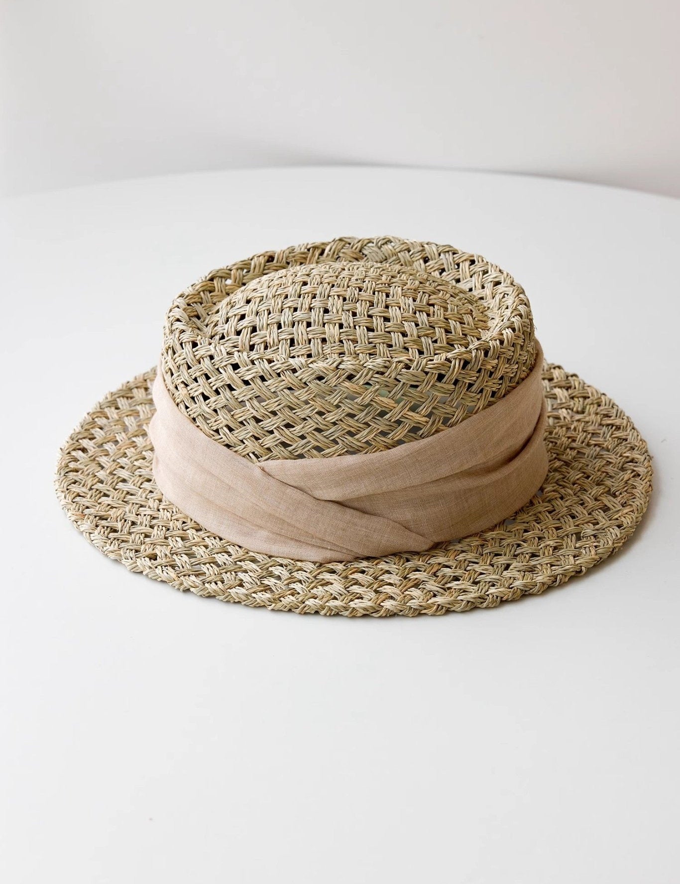 Fireladyfur Women's Woven Sun Hat with Concave Top and Elastic Waist for Summer - variant_title