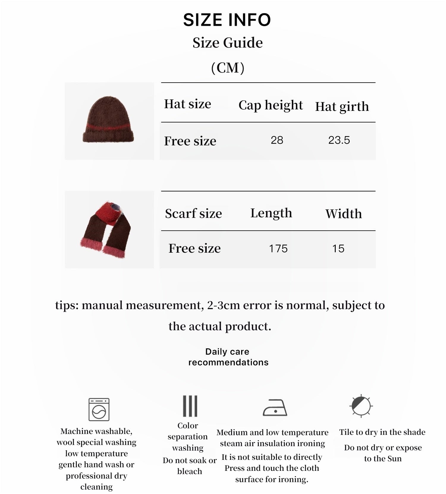 Ambiance Bowler Hat Mohair Wool Blend Vintage Colorblock Knit Hat Scarf Set