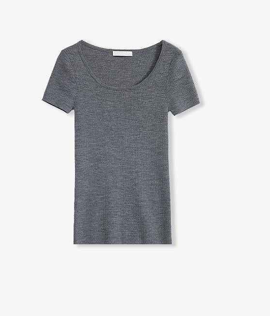 German Yangtze machine washable wool round neck slim short sleeve top for women - variant_title