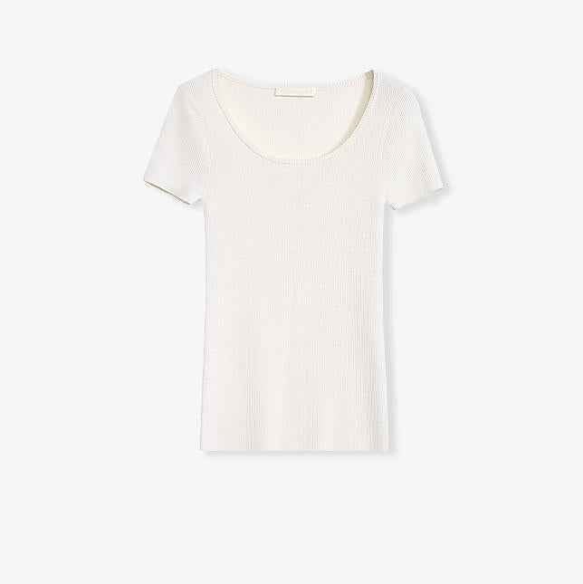 German Yangtze machine washable wool round neck slim short sleeve top for women - variant_title