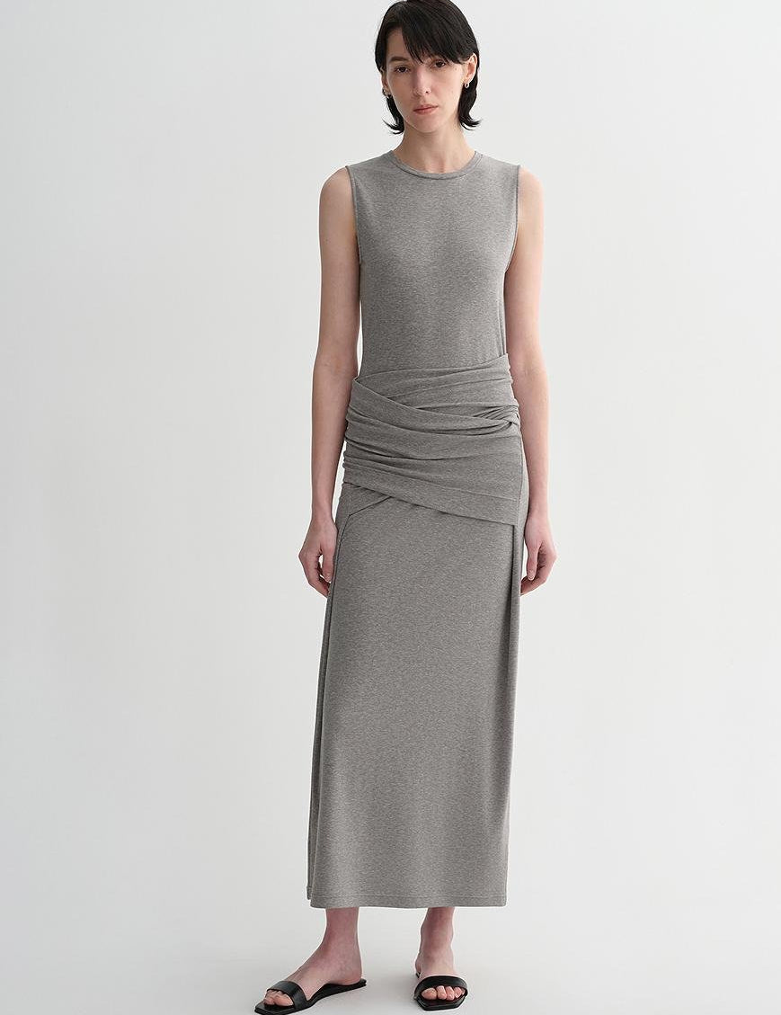 Ice silk wool blend dress with adjustable waistline, hip - flattering design, slim fit for a figure - slimming effect - variant_title