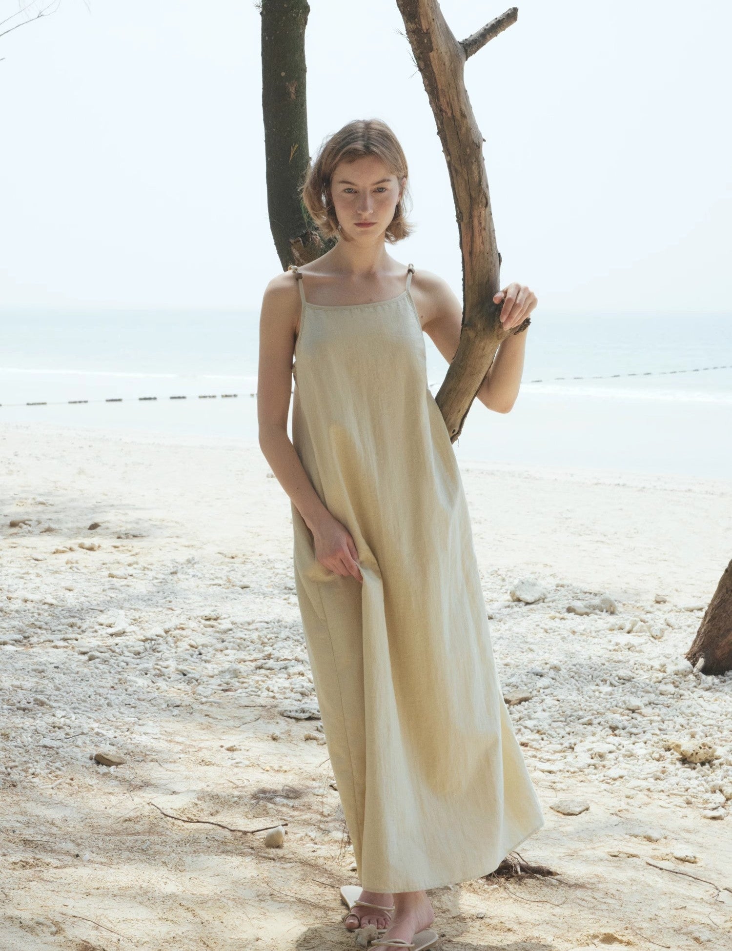 "Island Walk" Cotton Beaded Sling Dress - variant_title