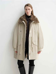 Letrans Women's Down Parka with Detachable Wool Collar & 90% Goose Down "Wilderness Poem" - variant_title