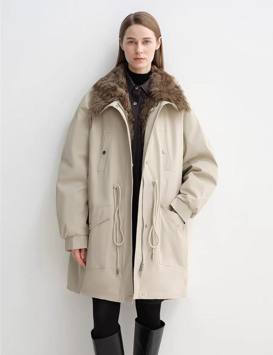 Letrans Women's Down Parka with Detachable Wool Collar & 90% Goose Down "Wilderness Poem" - variant_title