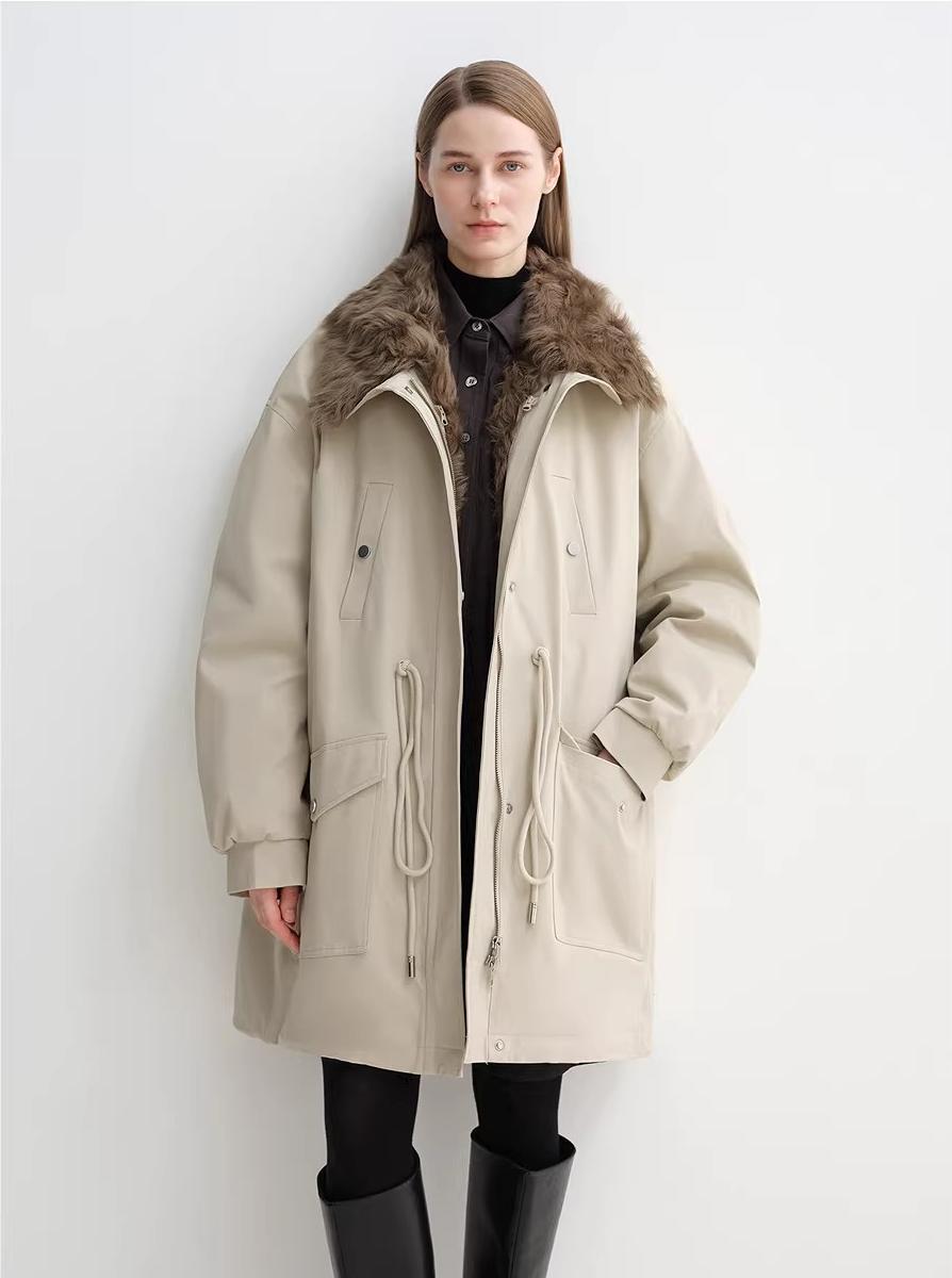 Letrans Women's Down Parka with Detachable Wool Collar & 90% Goose Down "Wilderness Poem" - variant_title