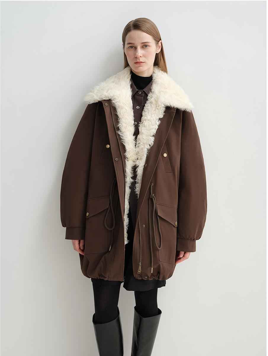 Letrans Women's Down Parka with Detachable Wool Collar & 90% Goose Down "Wilderness Poem" - variant_title