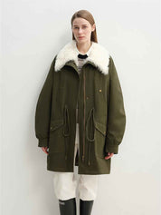 Letrans Women's Down Parka with Detachable Wool Collar & 90% Goose Down "Wilderness Poem" - variant_title