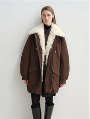 Letrans Women's Down Parka with Detachable Wool Collar & 90% Goose Down "Wilderness Poem" - variant_title