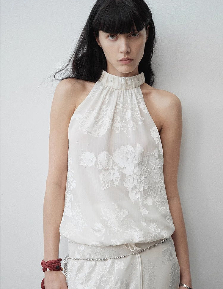 "Light and Shadow" Retro Posey Halter Neck Vest - variant_title