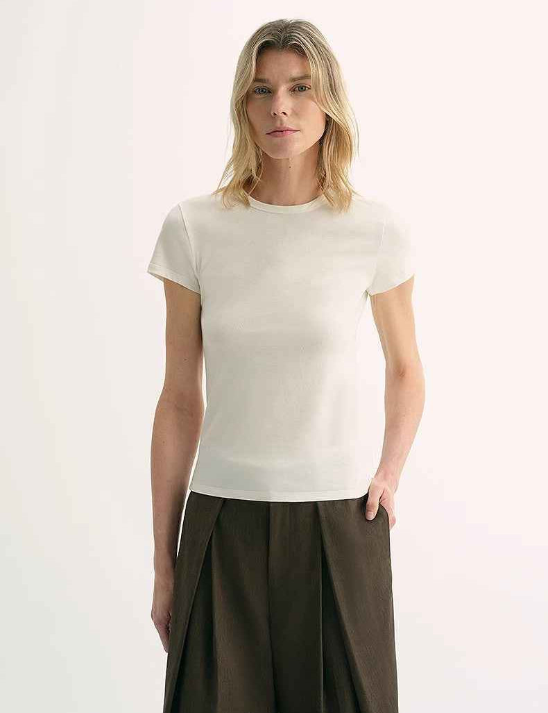 LINDIS wool mulberry silk classic short - sleeved round neck T-shirt for women - variant_title