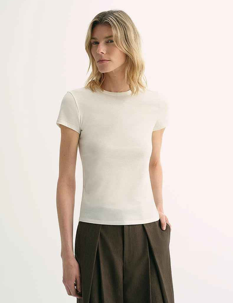 LINDIS wool mulberry silk classic short - sleeved round neck T-shirt for women - variant_title