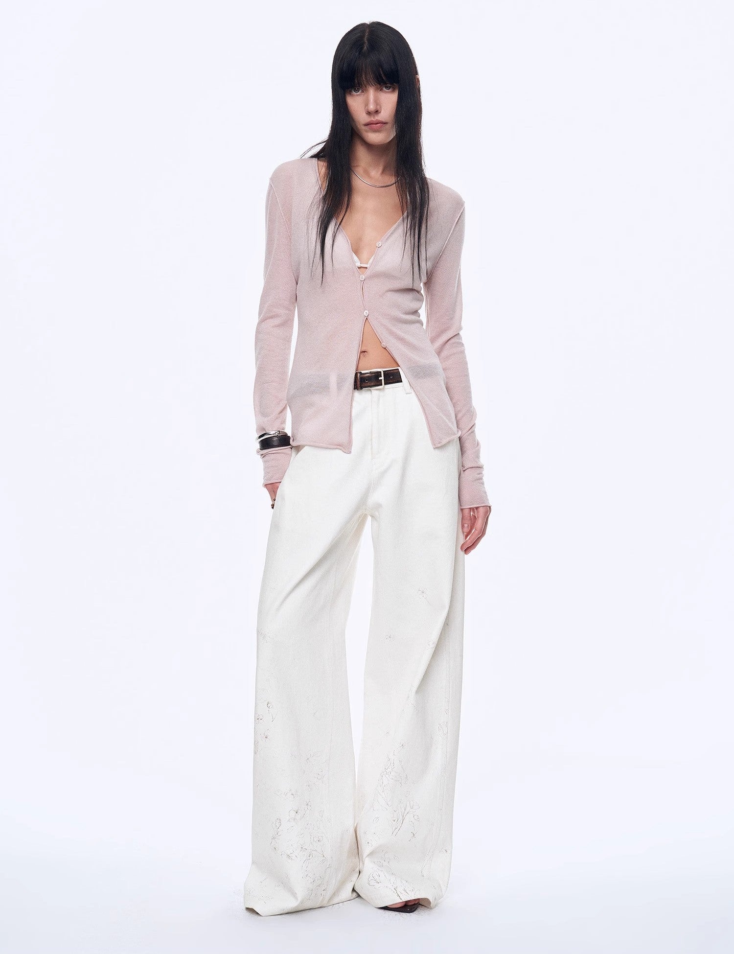 "Long Island Vacation" wool blend V - neck straight shoulder knitted cardigan spring - variant_title