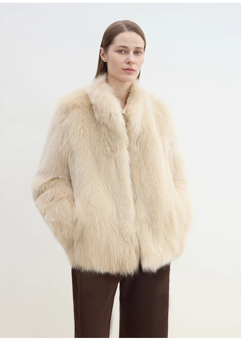 "Long Nocturne" imported fox fur retro short coat for women - variant_title