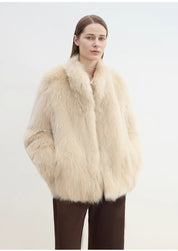 "Long Nocturne" imported fox fur retro short coat for women - variant_title