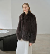 "Long Nocturne" imported fox fur retro short coat for women - variant_title