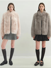 "Long Nocturne" imported fox fur retro short coat for women - variant_title