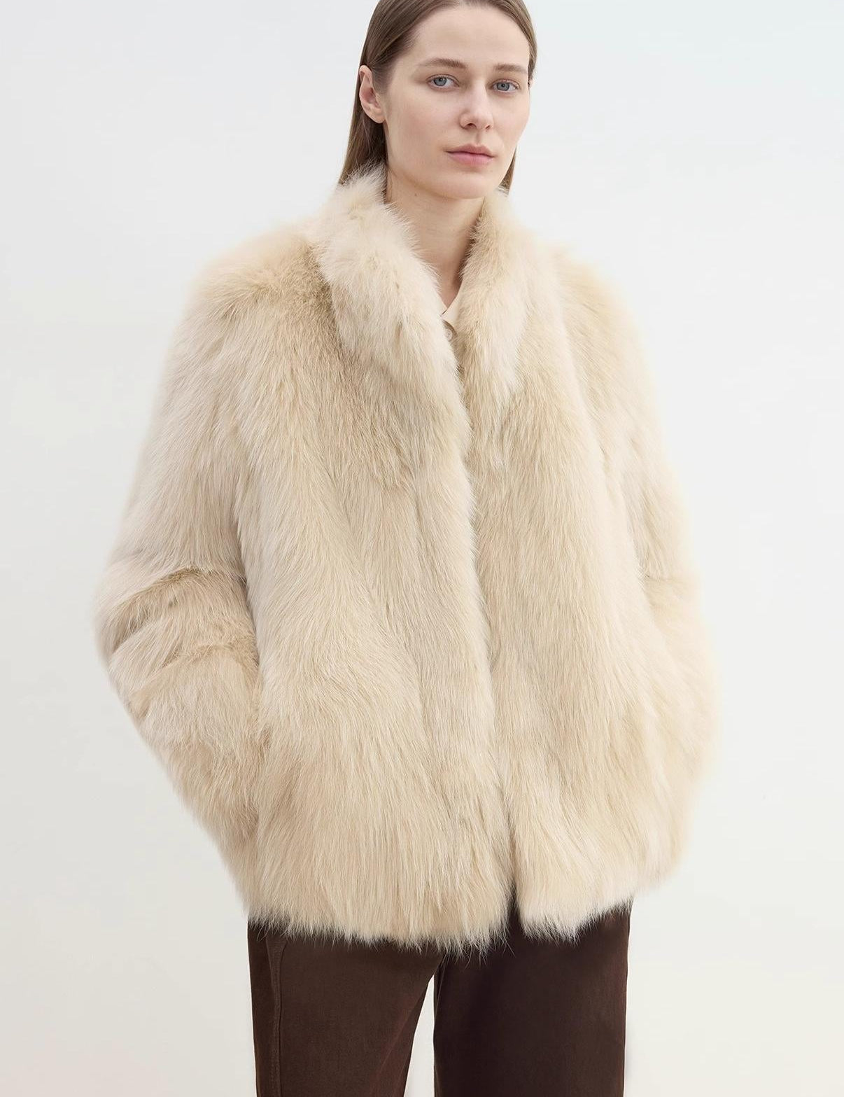 "Long Nocturne" imported fox fur retro short coat for women - variant_title