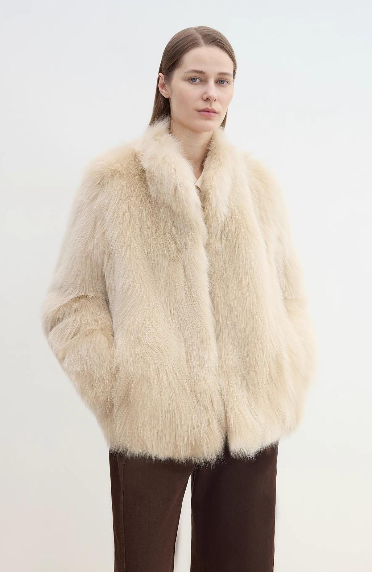 "Long Nocturne" imported fox fur retro short coat for women - variant_title