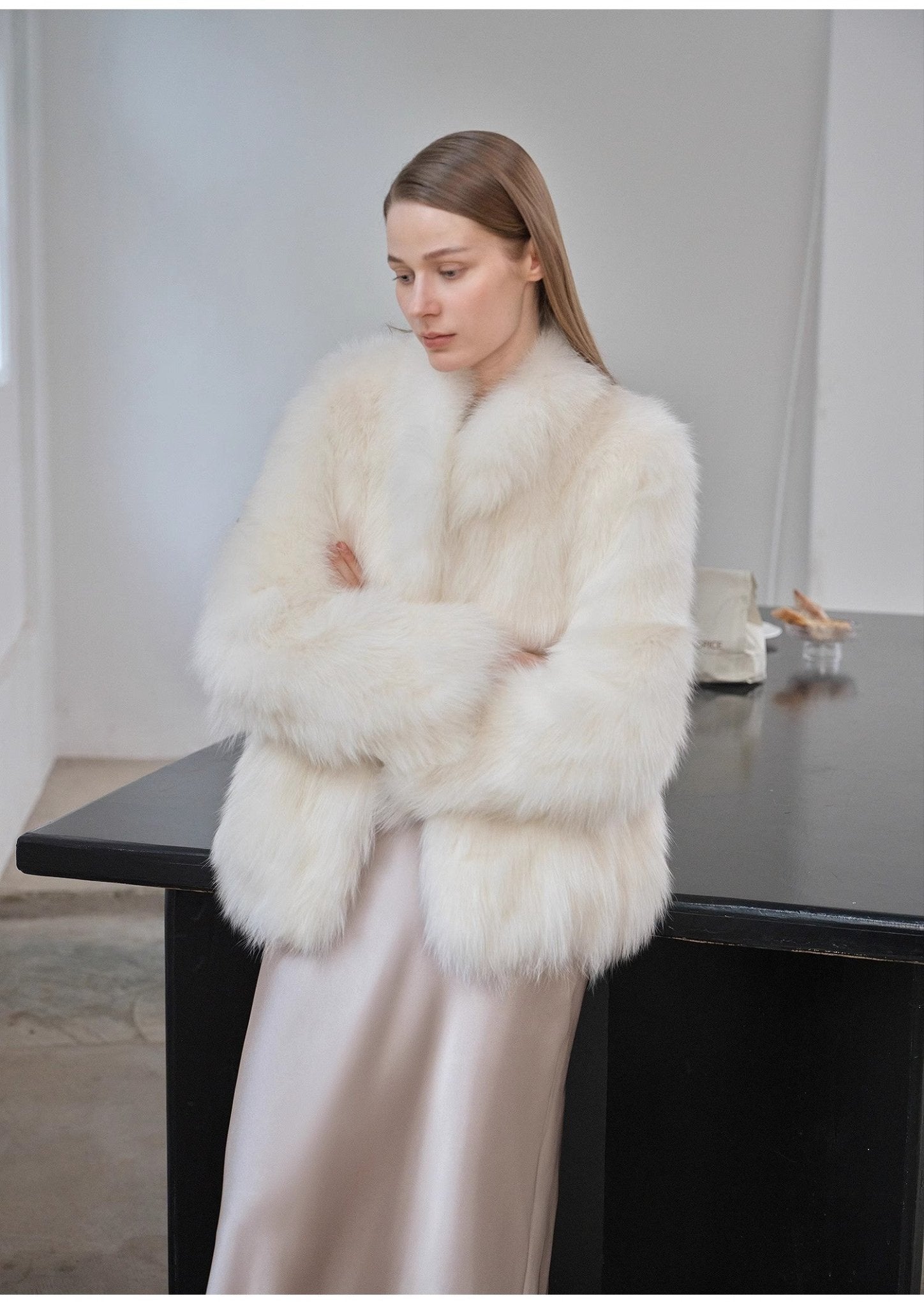 "Long Nocturne" imported fox fur retro short coat for women - variant_title