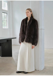"Long Nocturne" imported fox fur retro short coat for women - variant_title