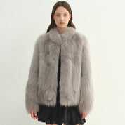 "Long Nocturne" imported fox fur retro short coat for women - variant_title