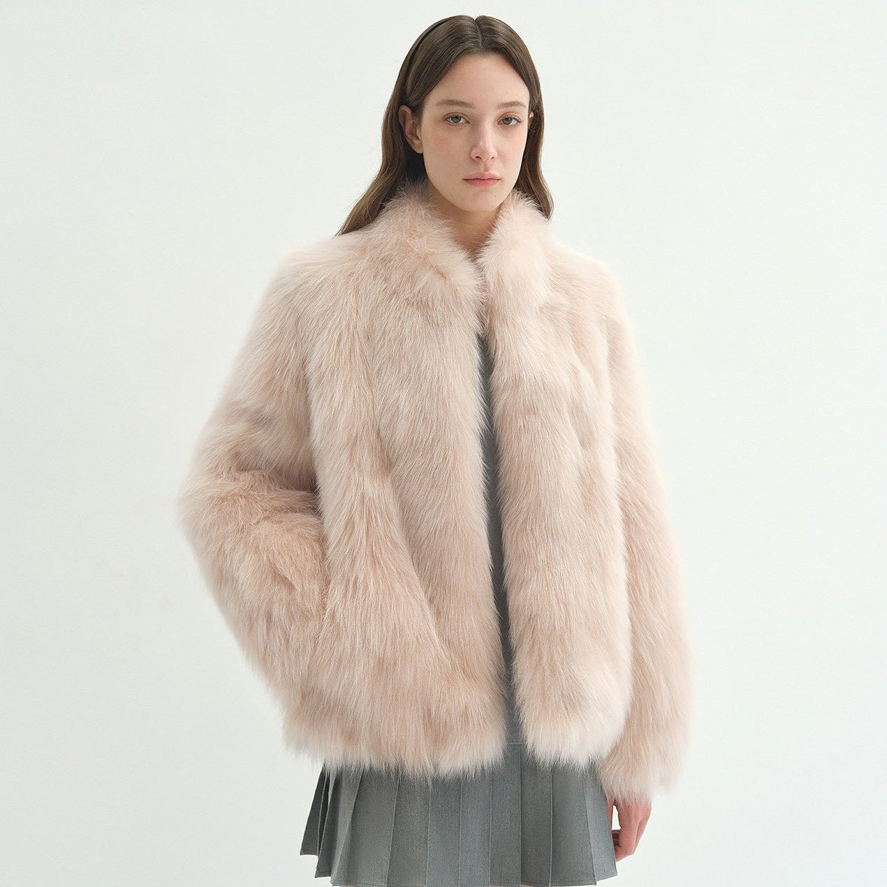 "Long Nocturne" imported fox fur retro short coat for women - variant_title