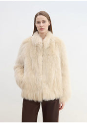 "Long Nocturne" imported fox fur retro short coat for women - variant_title